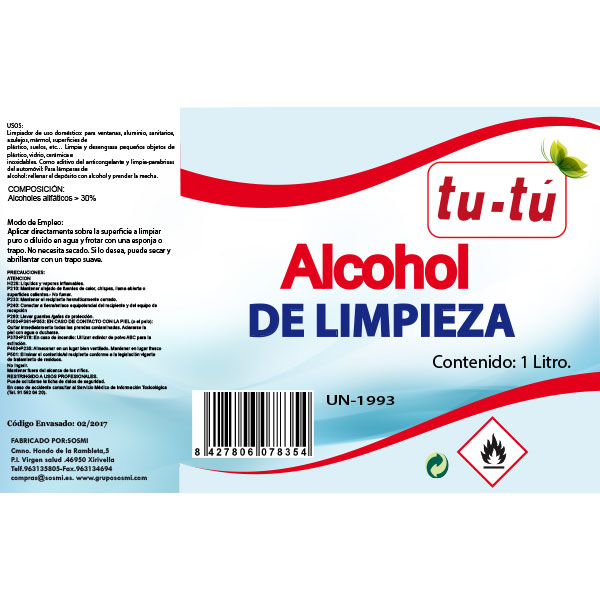 Grupo Sosmi S.A  ALCOHOL DE LIMPIEZA 1 L