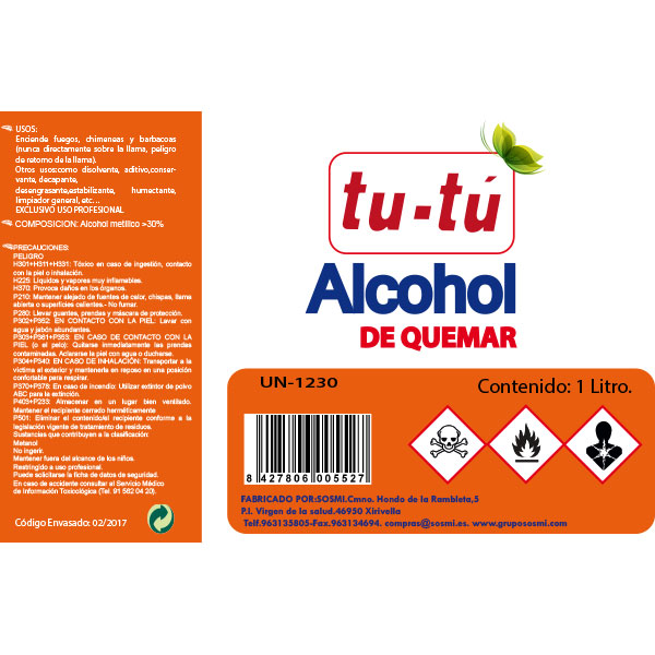 ALCOHOL DE QUEMAR 1 LITRO