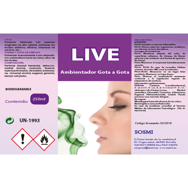 AMBIENTADOR GOTA A GOTA  LIVE 250 ML