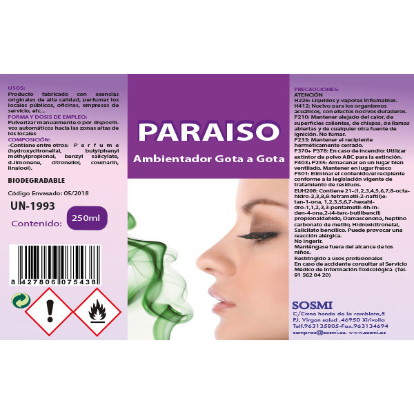AMBIENTADOR GOTA A GOTA  PARAISO 250 ML