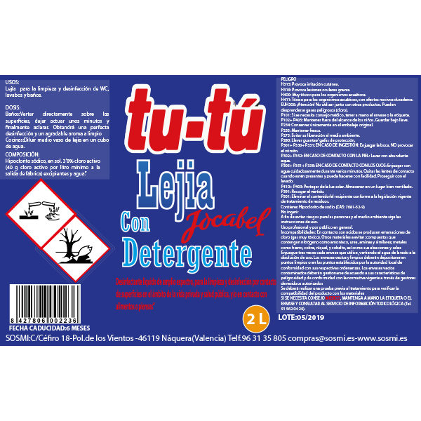 Lejia con Detergente Garrafa de 2 litros • Pack de Ahorro 8 Unidades •  Limpieza y Desinfeccion del Hogar • Limpieza sin Huella • : :  Salud y cuidado personal