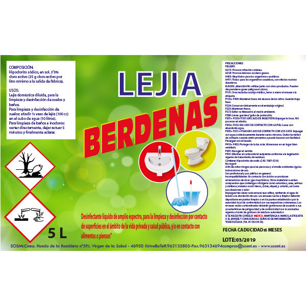 LEJÍA 5 LITROS BERDENAS